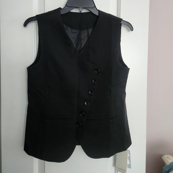 *NWT Commense V-Neck Buttoned Vest Button top Women MEDIUM (Size 6) BLACK - Picture 6 of 10